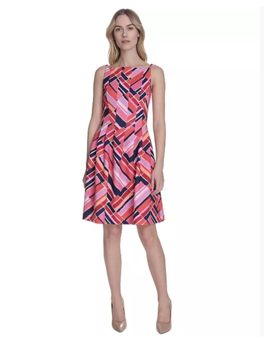 Vince Camuto Women's Printed Square-Neck Sleeveless Dress